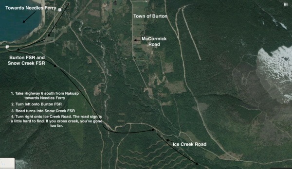 map to ice creek trailhead